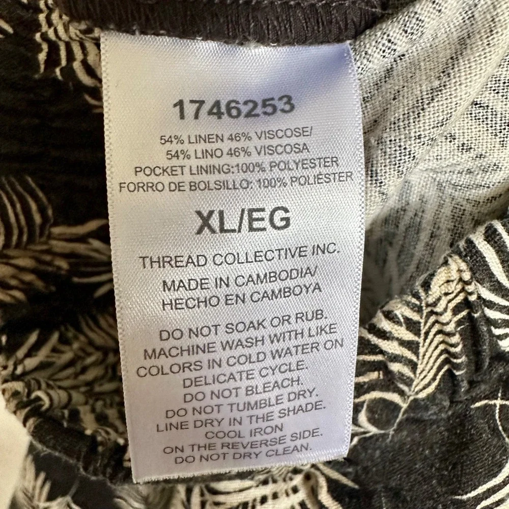 Ellen Tracy Linen Viscose Black Palm Print Pull On Skort Built In Liner XL